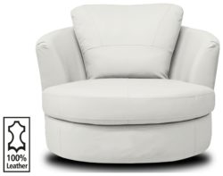 Collection - Milano - Leather Swivel Chair - Ivory